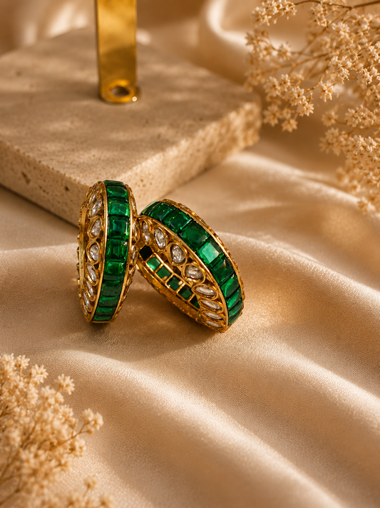 Heart Polki Kundan Hoop Earrings