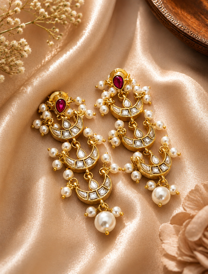 Moonlit Pearl Chandbali Set