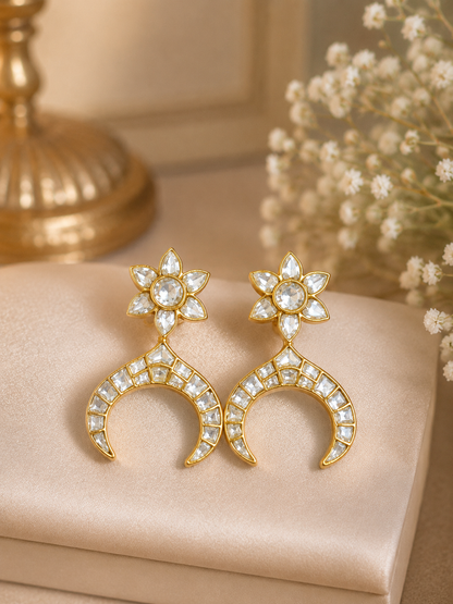 Celeste Crescent Polki Earrings