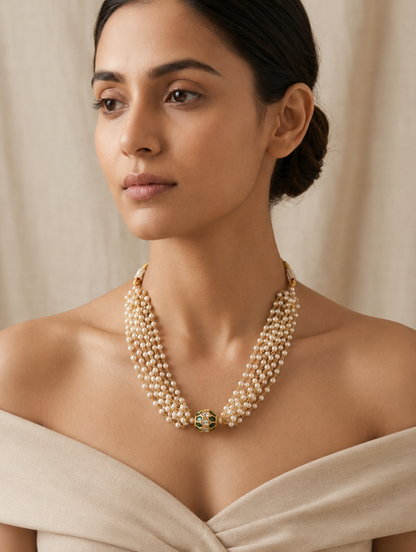 Zarina Pearl Weave Necklace