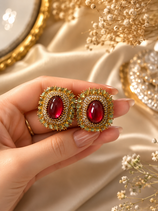 Royal Aura Stone Stud Earrings