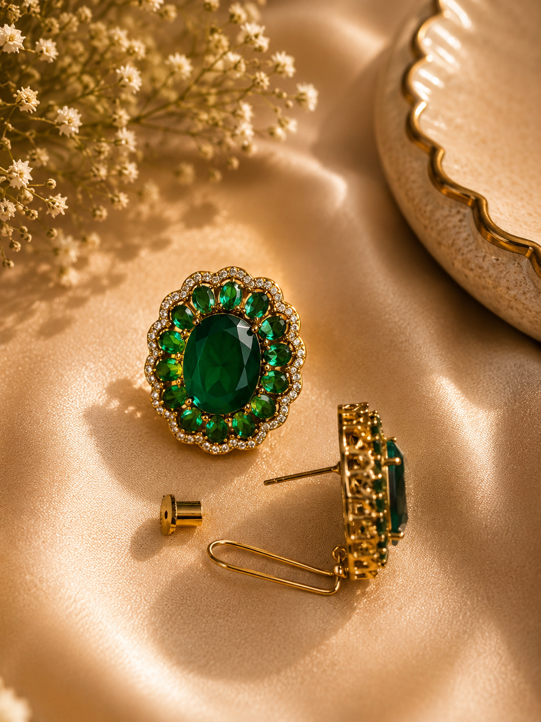 regal bloom gemstone statement studs