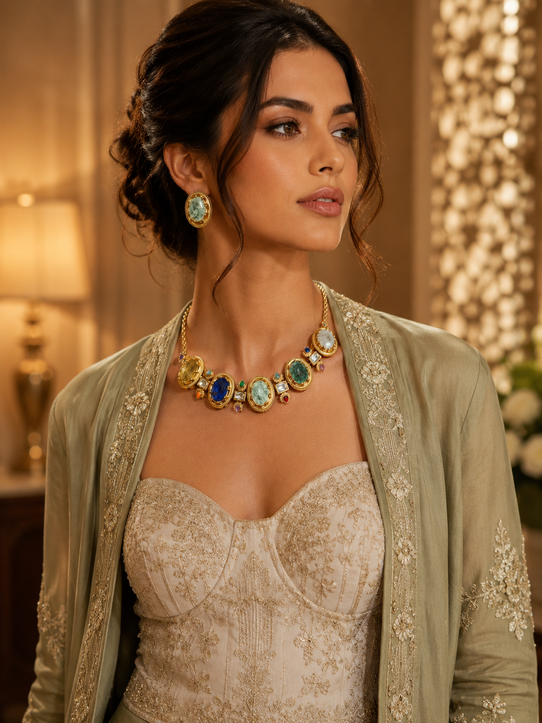 sabhya celeste multi stone choker set