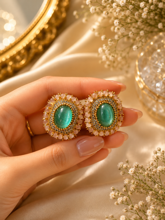Royal Aura Stone Stud Earrings