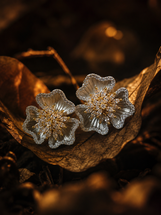 Silver Blossom Statement Earrings