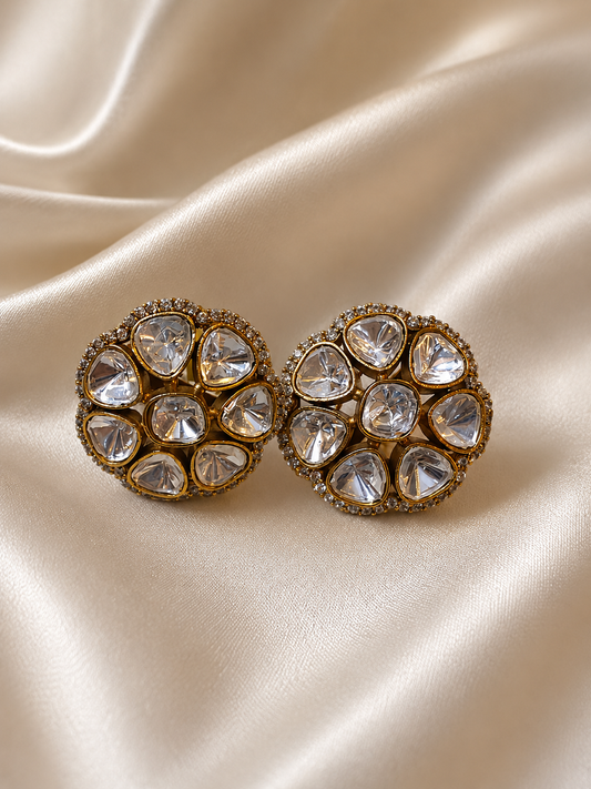 Royal Floral Polki Stud Earrings