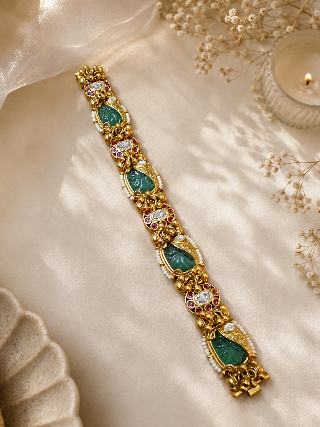 gold-tone meenakari rakhi bracelet