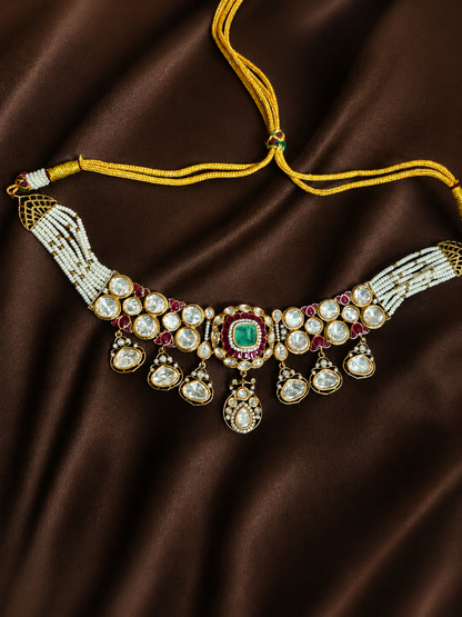 Royal Polki Emerald Choker Set