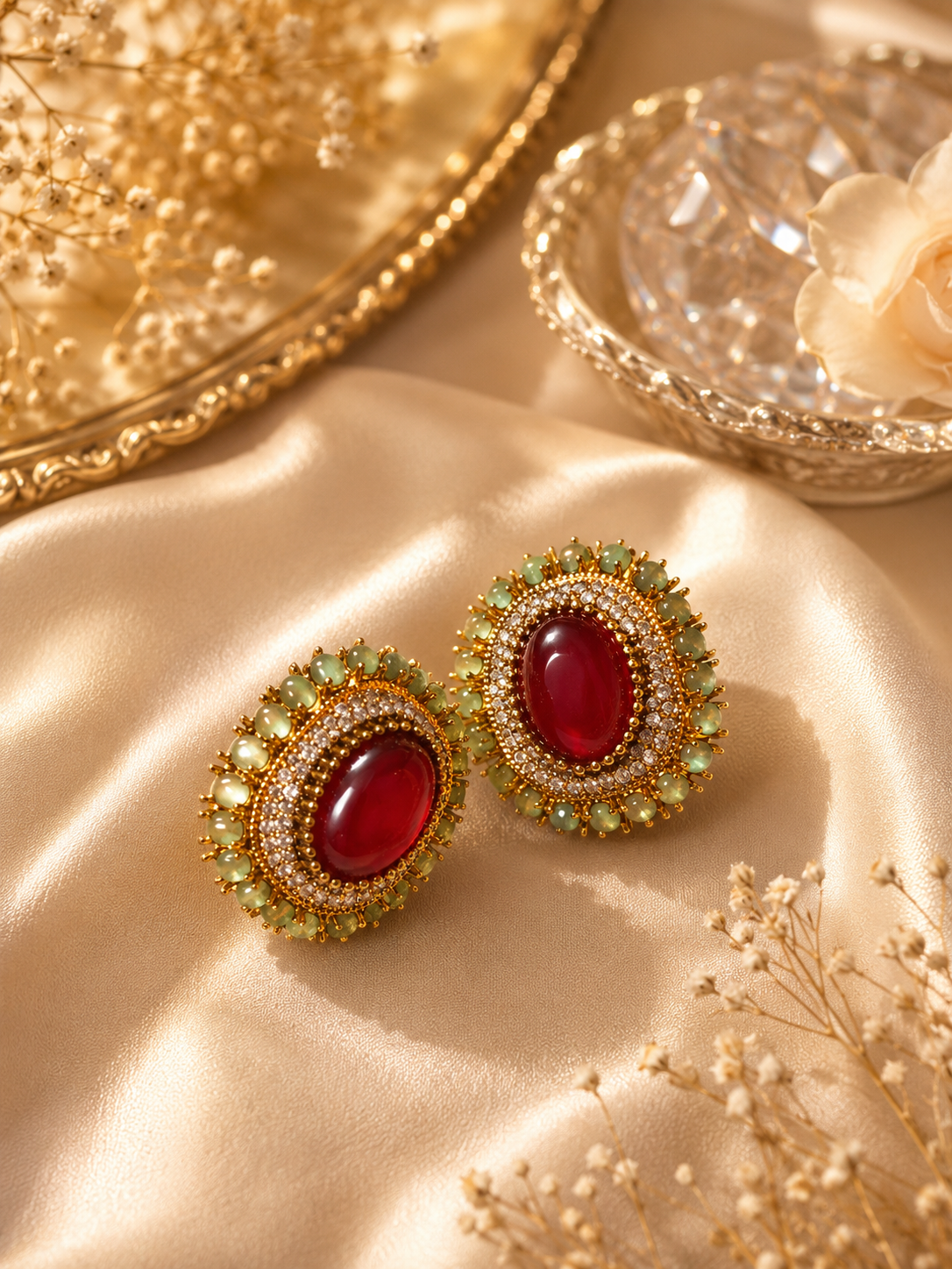 royal aura stone stud earrings