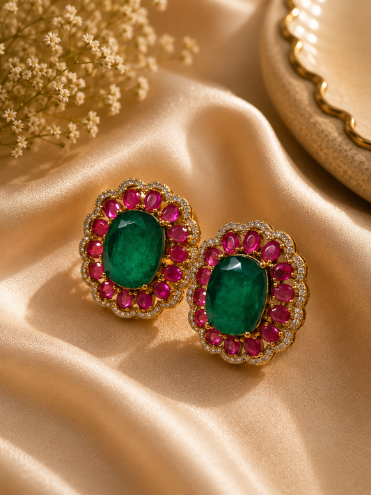 Regal Bloom Gemstone Statement Studs