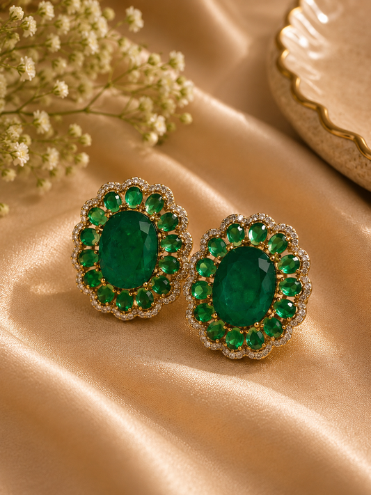 Regal Bloom Gemstone Statement Studs