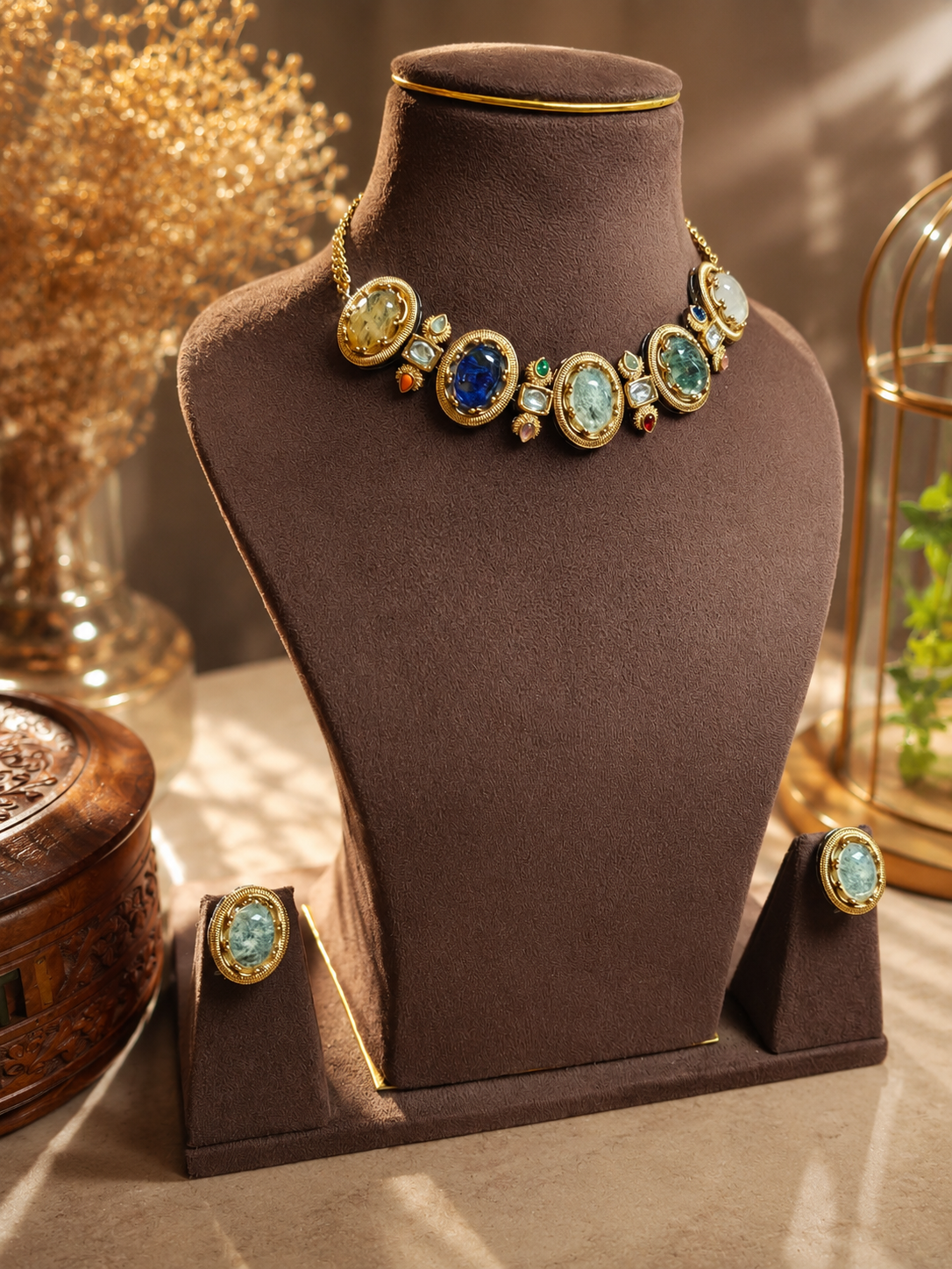 sabhya celeste multi stone choker set