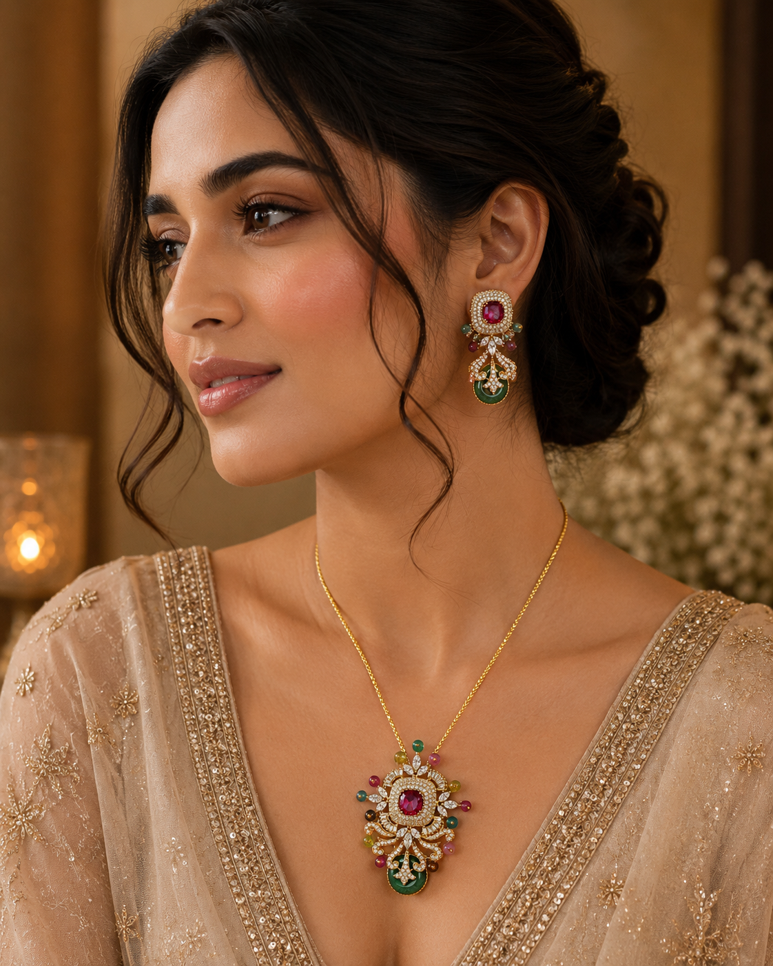 ruby radiance necklace & earrings set