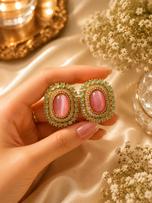 Royal Aura Stone Stud Earrings