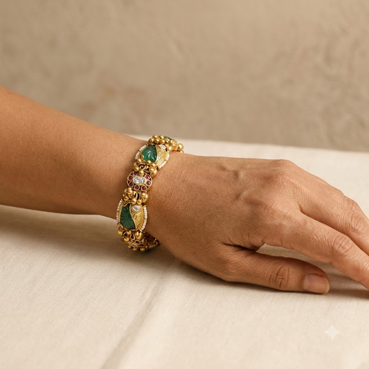 Gold-Tone Meenakari Rakhi Bracelet