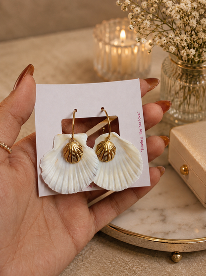 Pearl Tide Shell Drop Earrings – Waterproof & Hypoallergenic