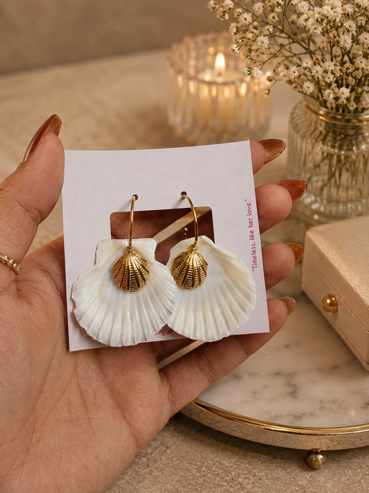 Pearl Tide Shell Drop Earrings – Waterproof & Hypoallergenic